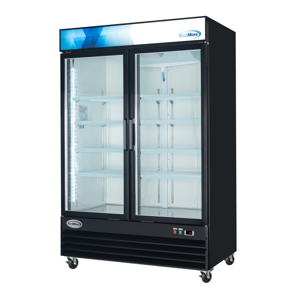 53 in. Commercial Merchandiser Refrigerator with Two Swinging Glass Doors,45 cu. ft. and LED Lighting in Black