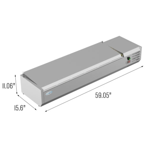 59 in. Six Pan Refrigerated Countertop Condiment Prep Station