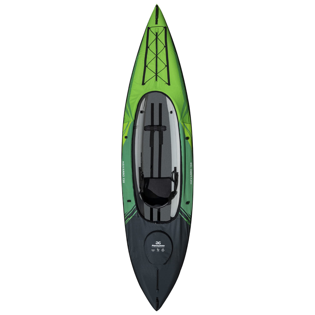 AQUAGLIDE Navarro 130 Convertible Inflatable Kayak with Drop Stitch Floor- 1 Person Touring Kayak without Cover, Green