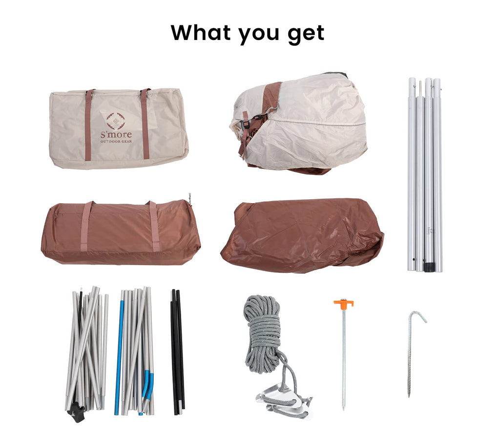 S'more Maroom Glamping Tent with Porch, 2/3/4/5/6Person Durable Weatherproof Camping Tent, Large Family Tent with Room Divider, Easy Setup Tent with Screen Room