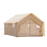 WaldZimmer Cotton Canvas Wall Tent with Rain Canopy Waterproof Outdoor Tent for Hunting Family 4 Season Camping Tents Heavy Duty Steel Frame&PVC Floor, Beige
