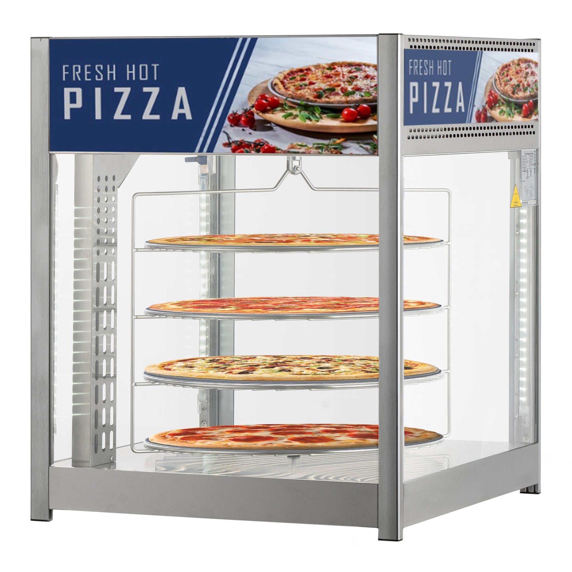 24 in. Commercial Pizza Display Warmer for 18 in. Pies with 4 Rotating Racks in Stainless-Steel
