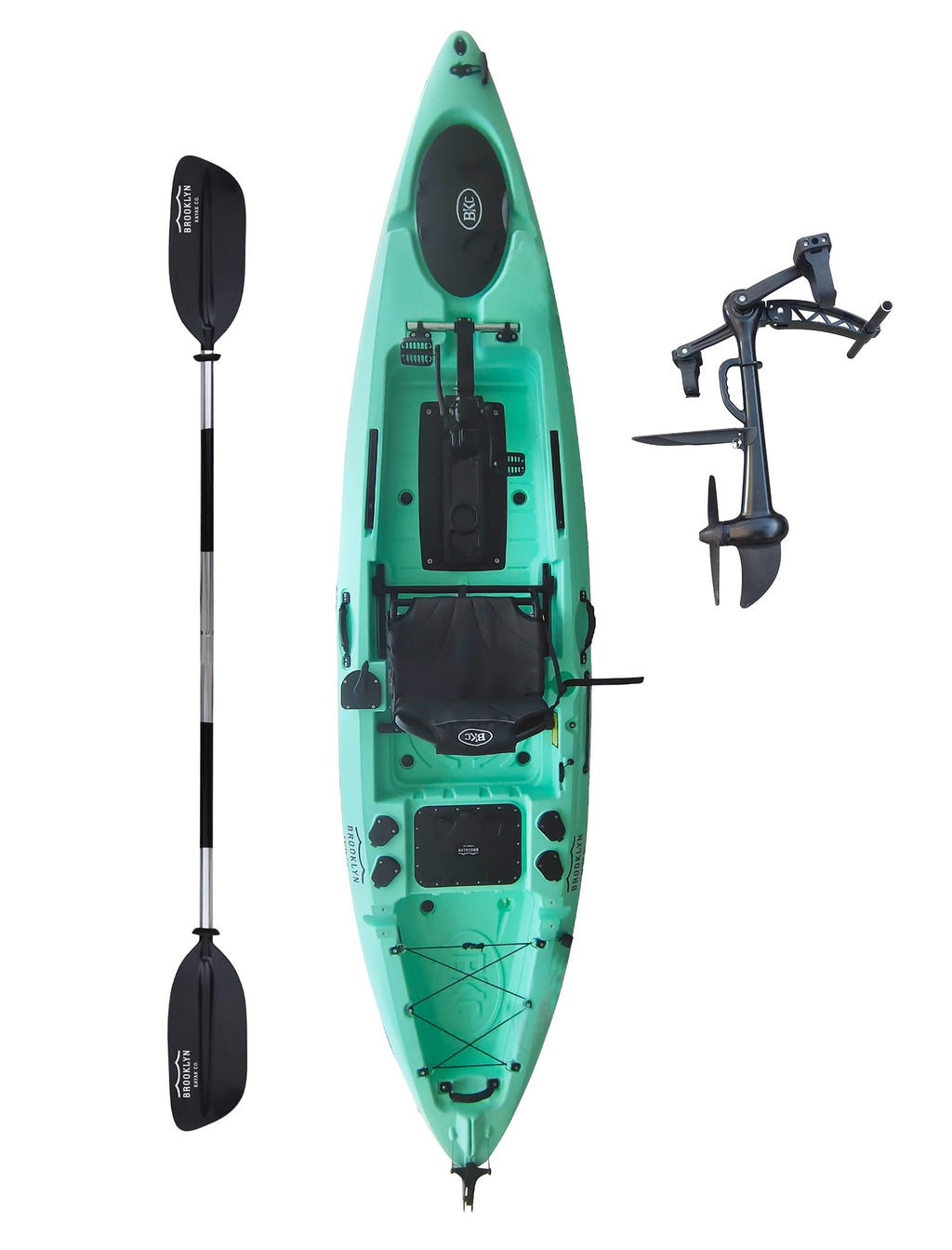 Brooklyn 12.0 Pro Single Propeller Pedal Kayak by BKC, 12 ft Sit-On-Top Fishing Kayak, Hands-Free Pedal Drive, Rudder Steering, 70 lb Hull, Rod Holders & Large Storage (Teal)