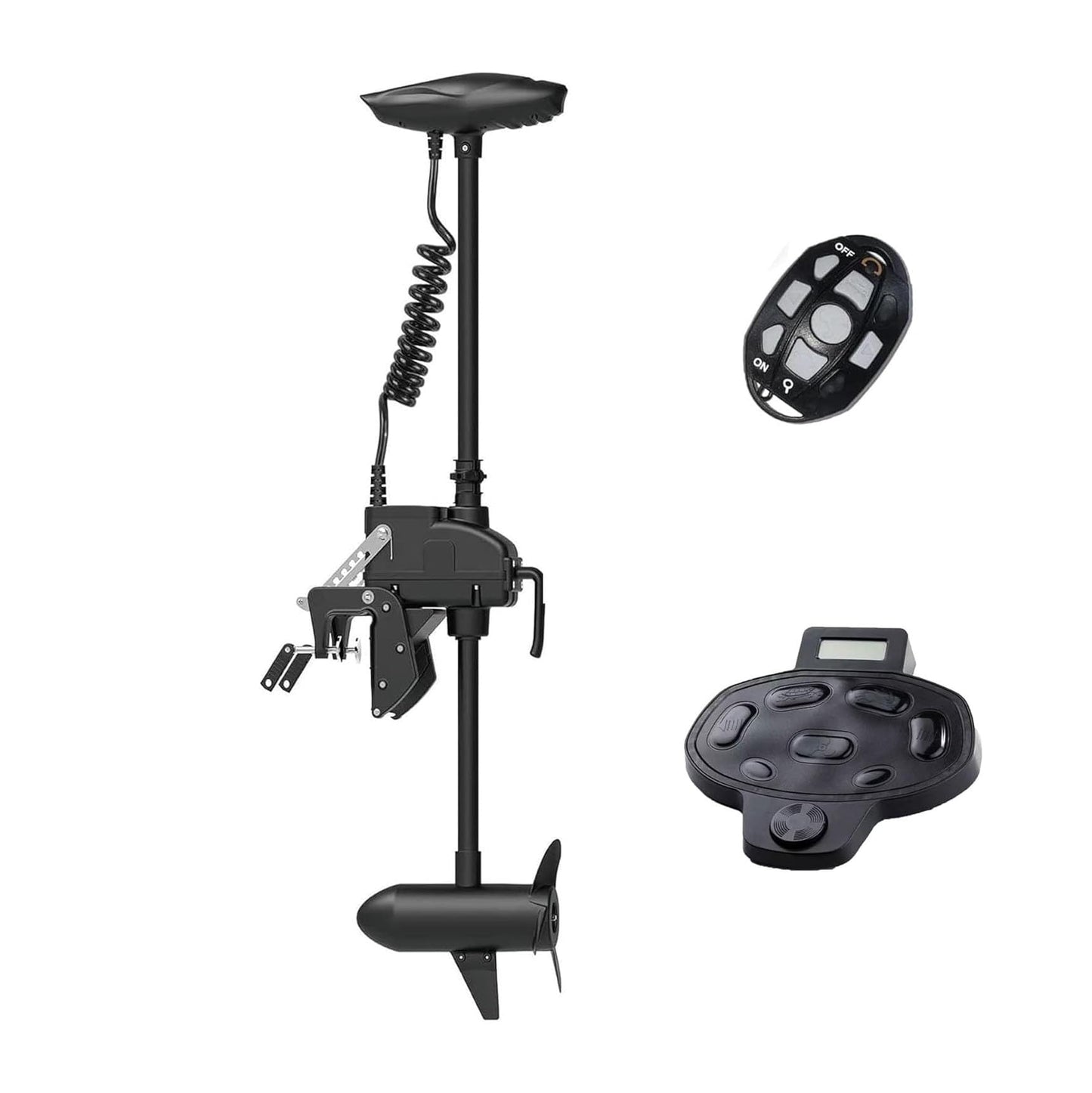 AQUOS Haswing CaymanT Transom Trolling Motor with Wireless Remote & Wireless Foot Control- 55 Lb. Thrust, 39 in. Shaft, Saltwater & Freshwater