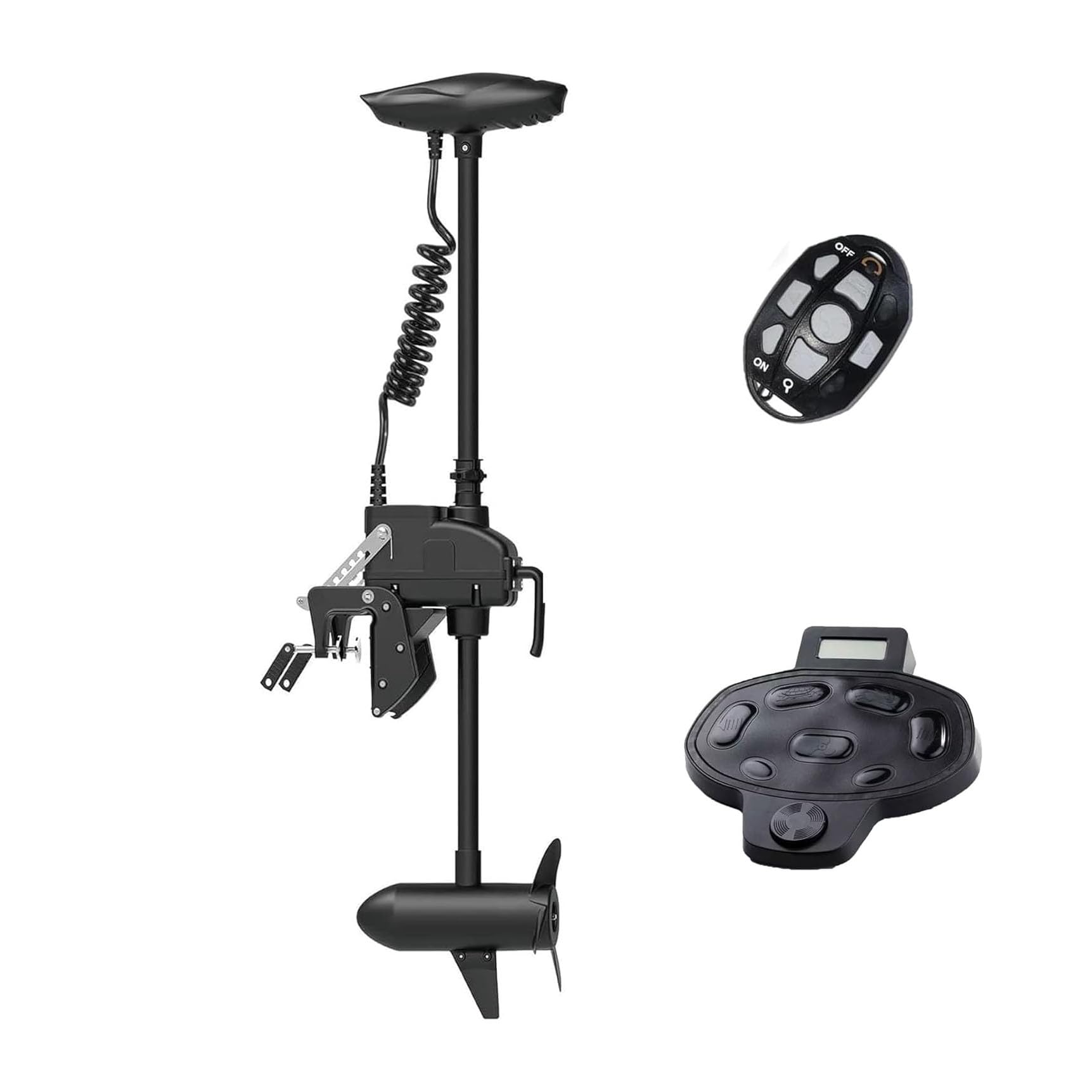 AQUOS Haswing CaymanT Transom Trolling Motor with Wireless Remote & Wireless Foot Control- 55 Lb. Thrust, 39 in. Shaft, Saltwater & Freshwater