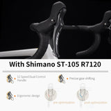 SAVADECK Carbon Fiber Road Bike, Hydraulic Oil Disc Bike with Carbon Fiber Frame and Wheelset, Lightweight Full Carbon Racing Bicycle with Shimano R7120 24S Shift Set for Adults(Black,47cm)
