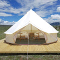 Outdoor Family Camping Safari Glamping Waterproof Luxury 3/4/5/6M Yurt Bell Tent With Mesh Screen (Off White Oxford, 6M)