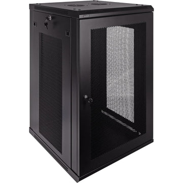 NavePoint 18U Server Rack Enclosure - 23.6” Deep, Wall Mount Network Cabinet with Locking Perforated Door, 19” IT Equipment Compatible, Network Rack, Removable Side Panels, Black