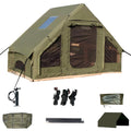 Inflatable Tent, Outdoor Easy Setup Inflatable Tents for Camping, Portable Blow Up Tent with Stove Jack, Cotton Canvas Material for Glamping, for 4 Season, 4/6/8/10 Person Use