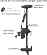 AQUOS Haswing CaymanT Transom Trolling Motor with Wireless Remote & Wireless Foot Control- 55 Lb. Thrust, 39 in. Shaft, Saltwater & Freshwater