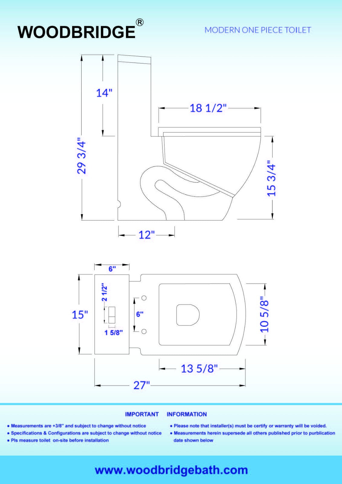 WOODBRIDGE B0921 Toilet Square One Piece Dual Flush 1/1.6 GPF Soft Close Seat New