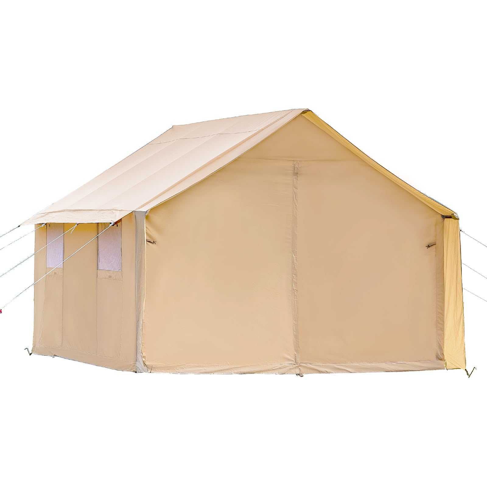 WaldZimmer Cotton Canvas Wall Tent with Rain Canopy Waterproof Outdoor Tent for Hunting Family 4 Season Camping Tents Heavy Duty Steel Frame&PVC Floor, Beige