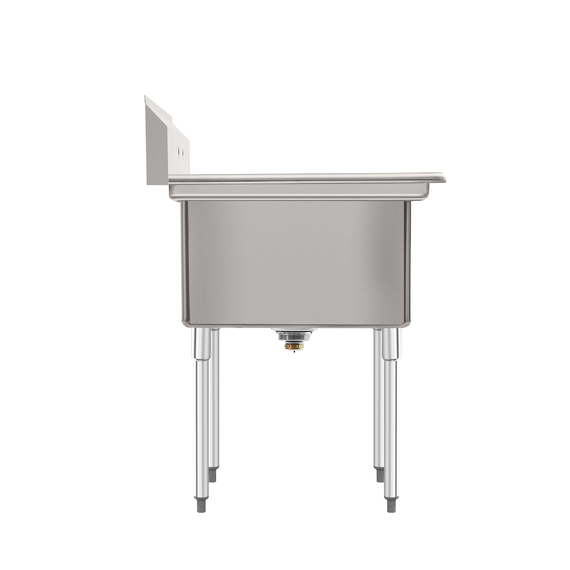 42 in. 18-Gauge 2-Compartment Commercial Sink with Backsplash, Bowl dimensions 18"x24"x14" in Stainless-Steel