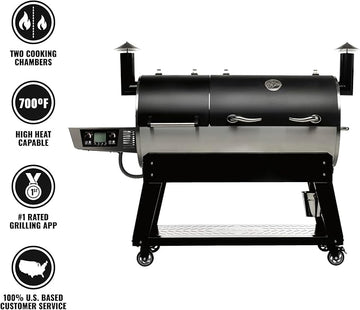recteq DualFire 1200 Wood Pellet Smoker Grill, Wi-Fi Electric Pellet Grills, Dual Chambers for Hot and Fast + Low and Slow Cooking, DualFire 1200 + BBQ Master Bundle