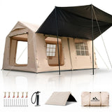 13'x10' Inflatable Camping Tents with Blackout Canopy, Large Inflatable Tent 10-12 Person, 4 Season Blow up Tents for Camping with Stove Jack, Waterproof Inflatable Hot Tent for Camping Outdoors