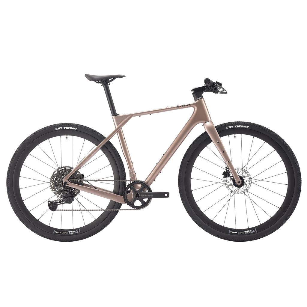 SAVADECK Carbon Gravel Bike - T800 Carbon Frame & Fork | Shimano U6000 11-Speed Groupset | Hydraulic Disc Brakes | 700CX40mm All-Terrain Tires | Men & Women Road/Off-Road Bicycle (Gold, 51cm)