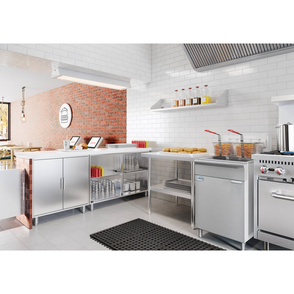 75 lb. Floor Standing Natural Gas Commercial Fryer with 150,000 BTU in Stainless-Steel, ETL Listed