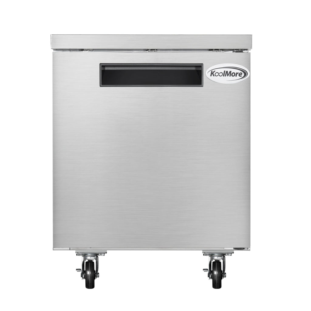 27 in. One-Door Commercial Undercounter Freezer in Stainless Steel with Casters, ETL Listed