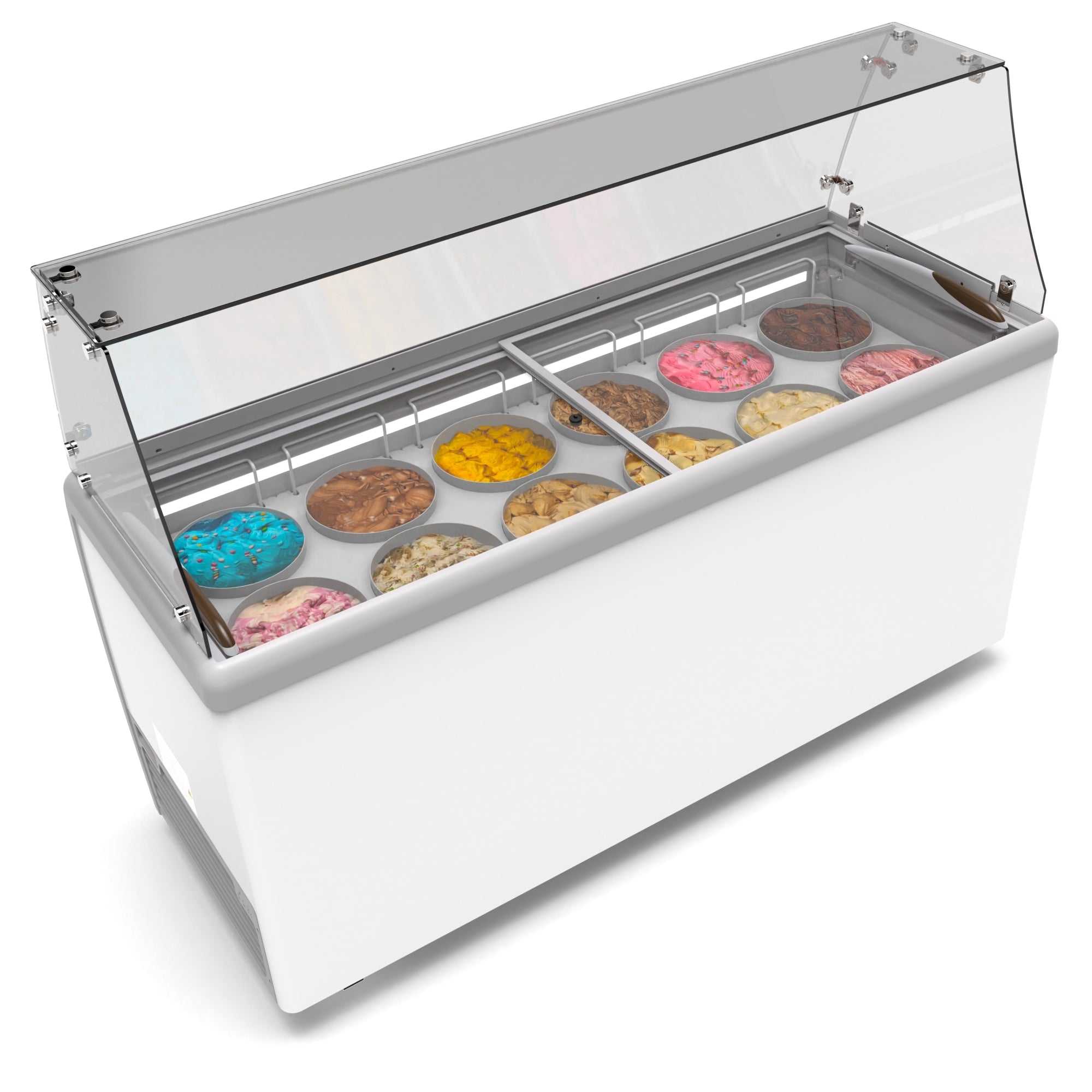70 in. 12 Tub Ice Cream Dipping Cabinet Display Freezer with Sliding Glass Door and Sneeze Guard, 20 cu. ft.