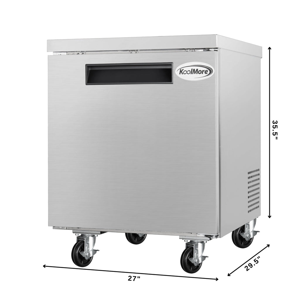 48 in. Two-Door Commercial Undercounter Freezer in Stainless Steel with Casters, ETL Listed
