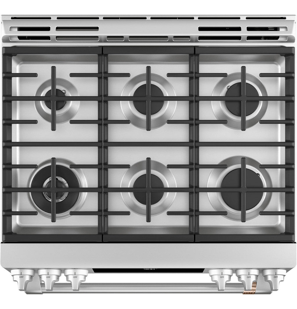 CAFÉ™ 30" Smart Slide-In, Front-Control, Dual-Fuel Range with Warming Drawer