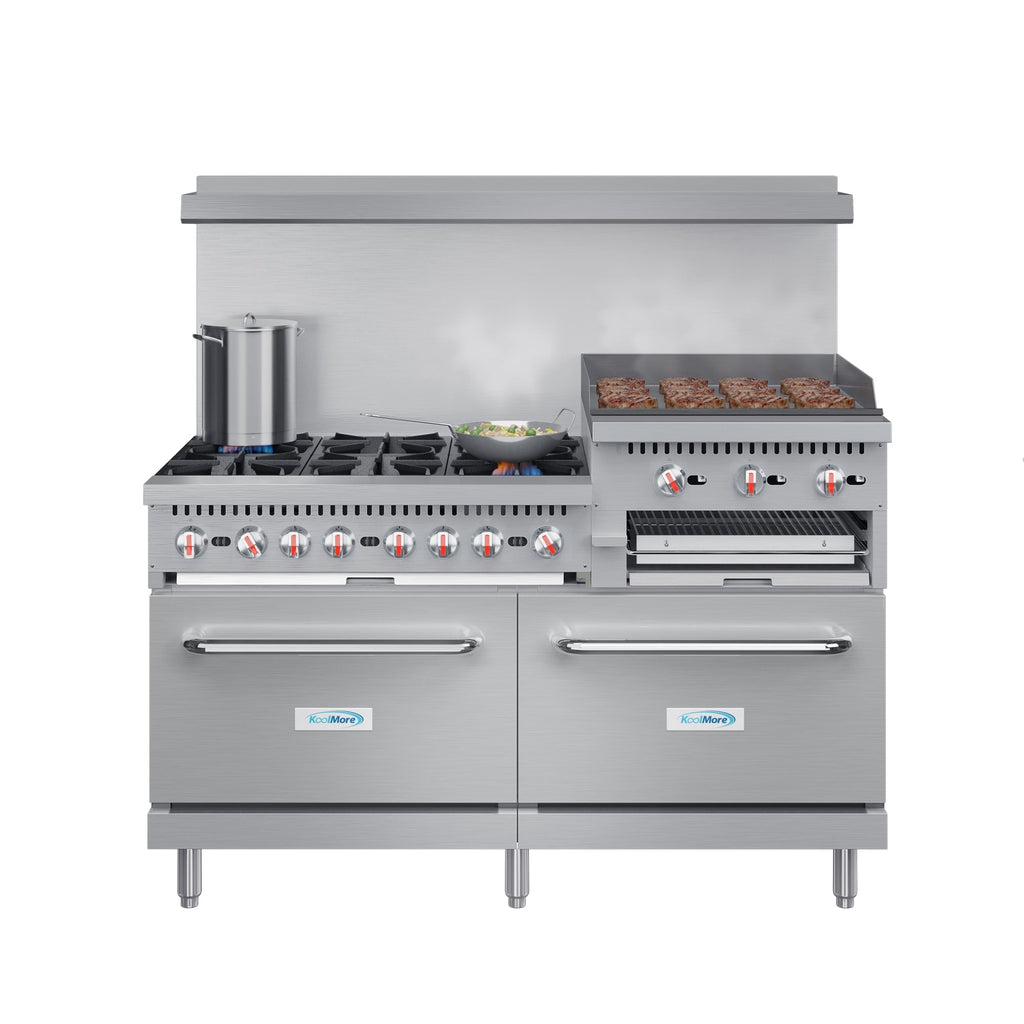 60 in. Commercial LP Range with 24 in. Griddle and Broiler in Stainless-Steel
