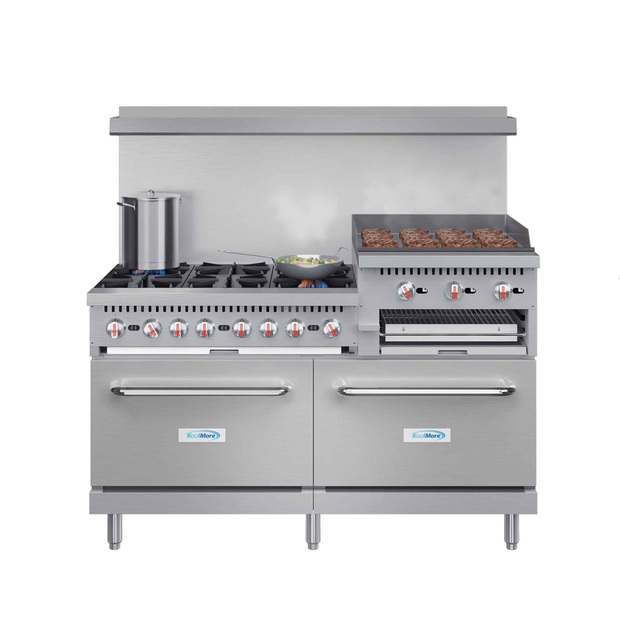60 in. Commercial LP Range with 24 in. Griddle and Broiler in Stainless-Steel