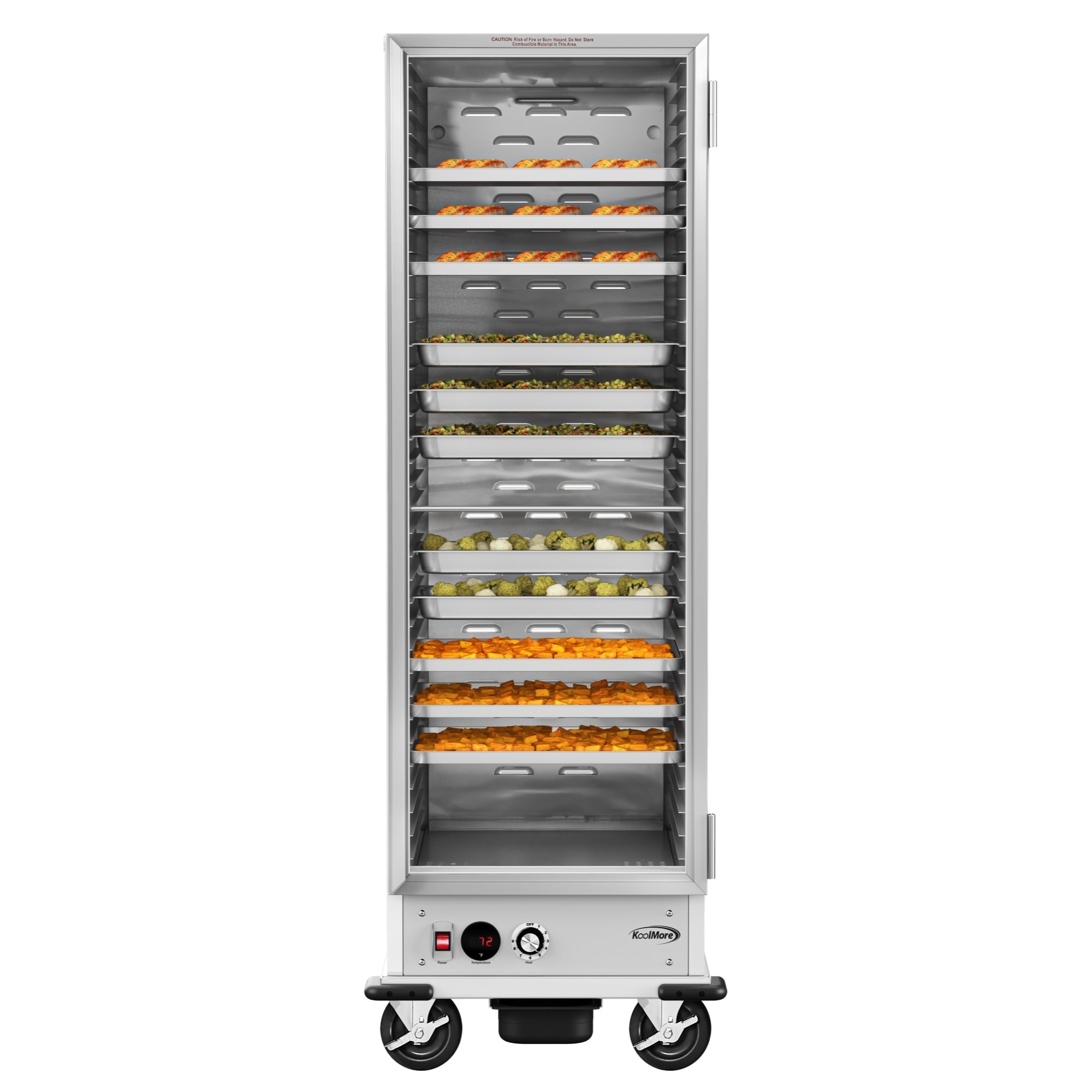 33 in. Commercial Non-Insulated Heated Holding Cabinet with 36-Pan Capacity and Glass Door in Silver