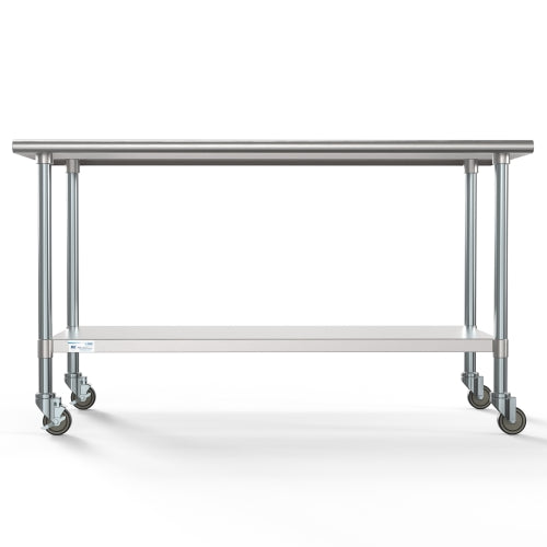 30" x 60" 18-Gauge 304 Stainless Steel Commercial Work Table with Casters