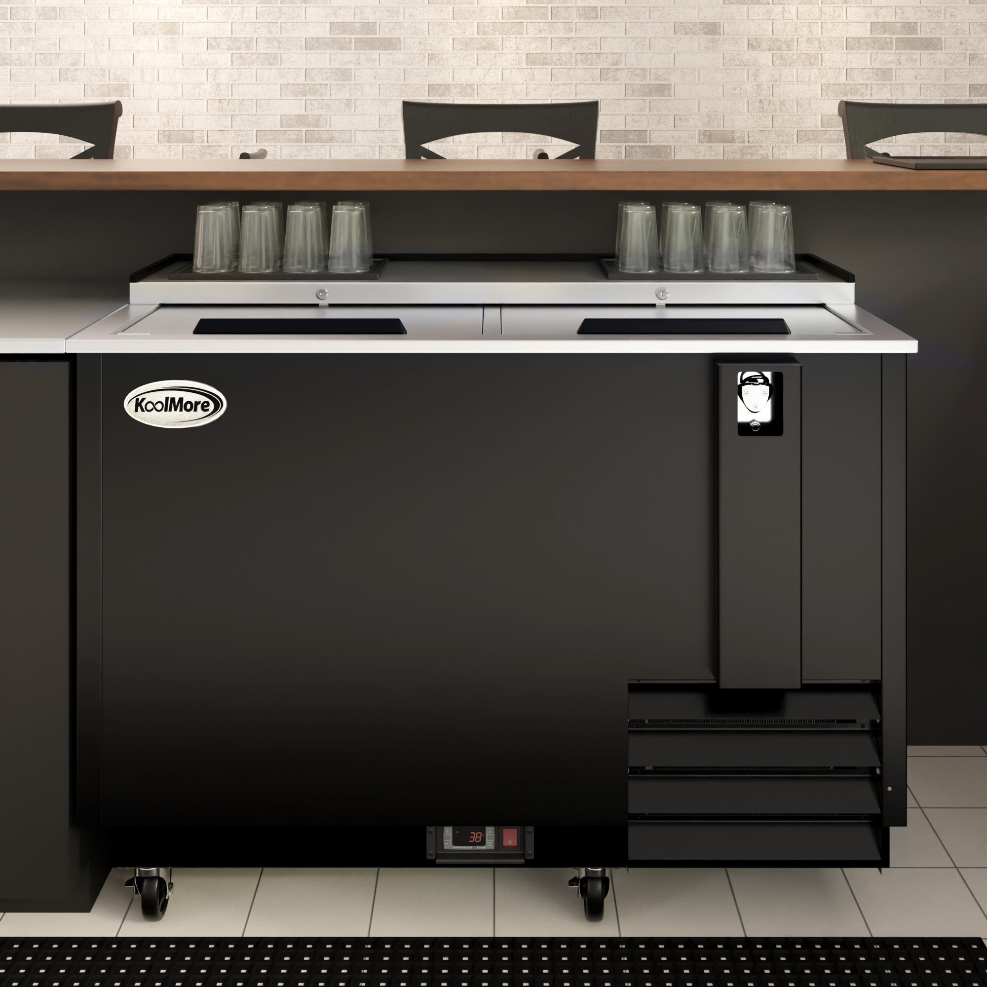 50 in. Commercial Bottle Cooler in Black with Built-In Opener, ETL Listed, 14 cu. ft.