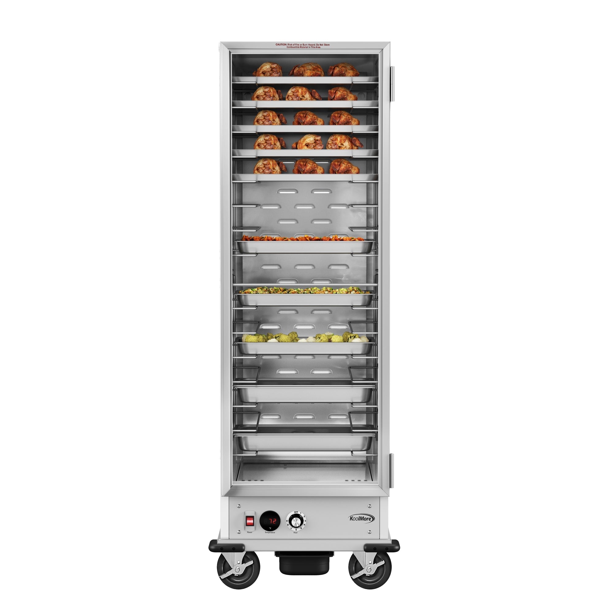 33 in. Commercial Non-Insulated Heated Holding Cabinet with Wire Racks and Glass Door in Silver