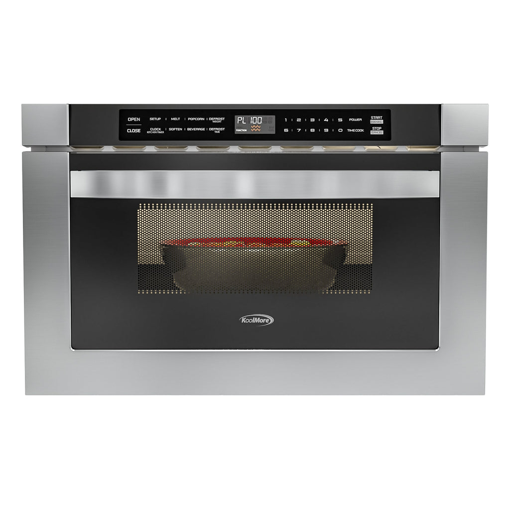 24 in. Stainless-Steel Microwave Drawer, Wall-Mounted with Flat Bottom,1.2 Cu. Ft.