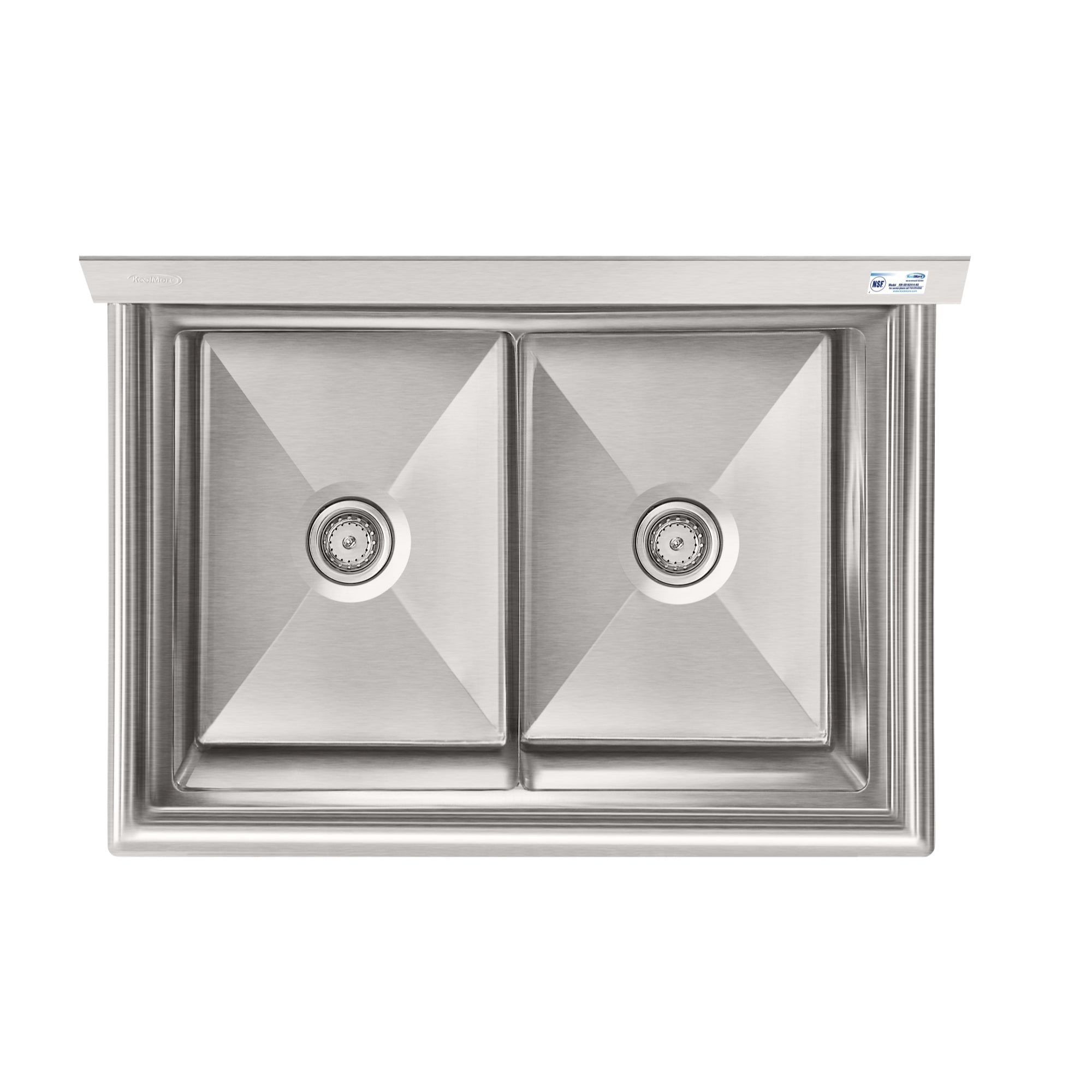 42 in. 18-Gauge 2-Compartment Commercial Sink with Backsplash, Bowl dimensions 18"x24"x14" in Stainless-Steel