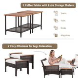 Costway 7-Pc Patio Rattan Cushioned Conversation Set 02931568 New