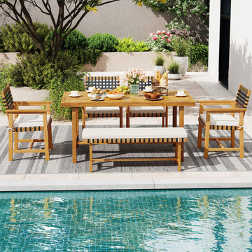 Costway 6-Piece Patio Dining Set for 5-6 People Farmhouse 99228616 New