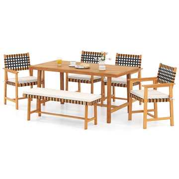Costway 6-Piece Patio Dining Set for 5-6 People Farmhouse 99228616 New