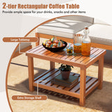 Costway 6-Piece Acacia Wood Patio Furniture Set with Cushions & 2-Tier Coffee Table White 47296351 New