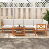Costway 6-Piece Acacia Wood Patio Furniture Set with Cushions & 2-Tier Coffee Table White 47296351 New