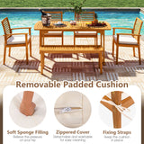 Costway 6-Piece Outdoor Acacia Wood Dining Set w/ Umbrella Hole 44828249 New