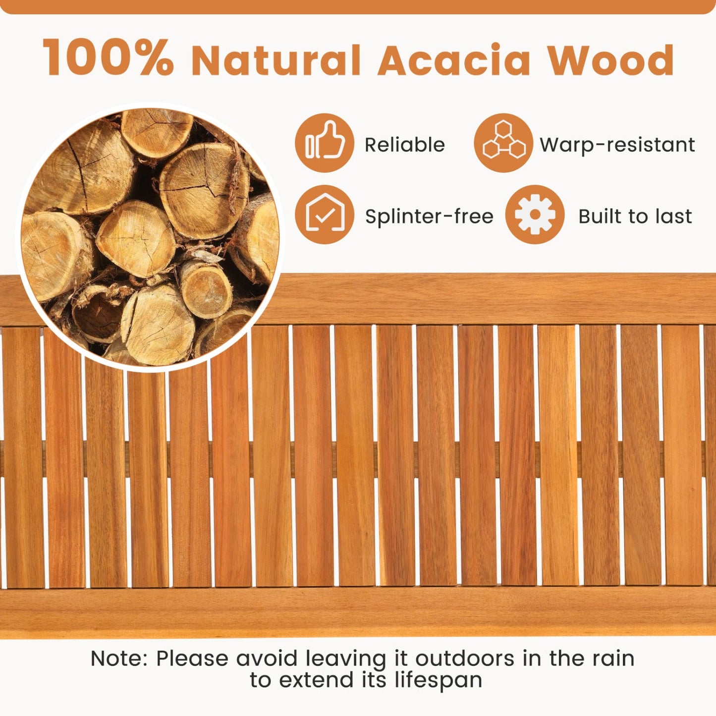 Costway 6-Piece Outdoor Acacia Wood Dining Set w/ Umbrella Hole 44828249 New