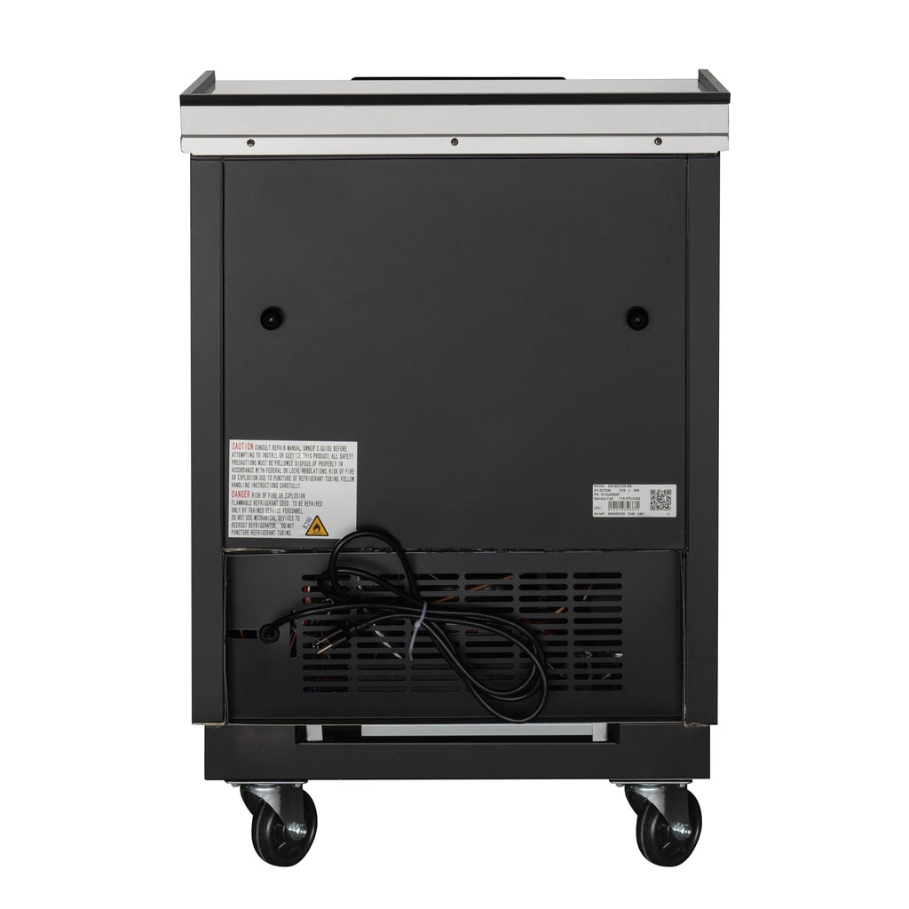 25 in. Commercial Bottle Cooler in Black with Built-In Opener, ETL Listed, 5 cu. ft.