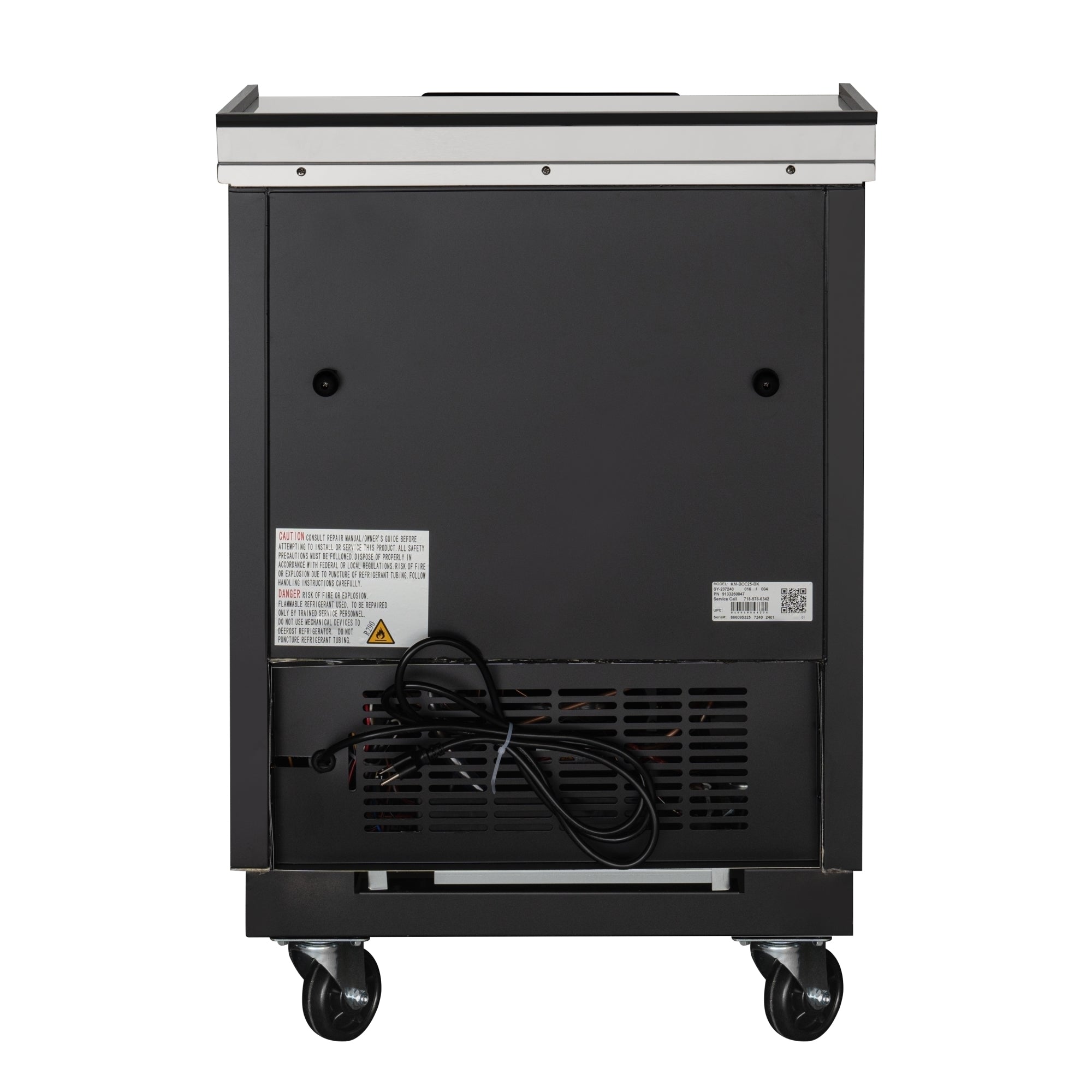25 in. Commercial Bottle Cooler in Black with Built-In Opener, ETL Listed, 5 cu. ft.