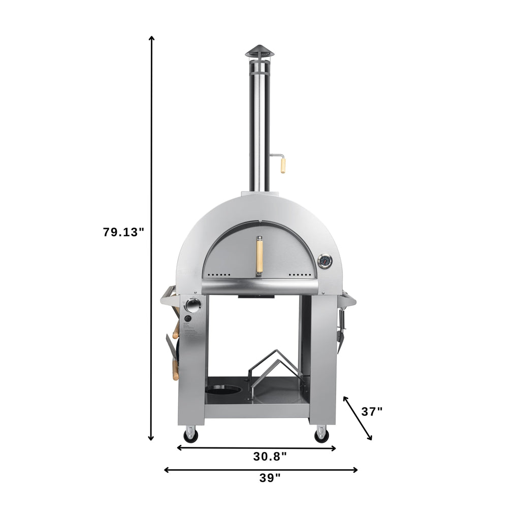 KoolMore Outdoor Kitchen Series Modular Kitchen with a Dual Fuel Pizza Oven, 3 Drawer Cabinet, Sink, 30 in. BBQ Grill and Cabinet in Stainless-Steel