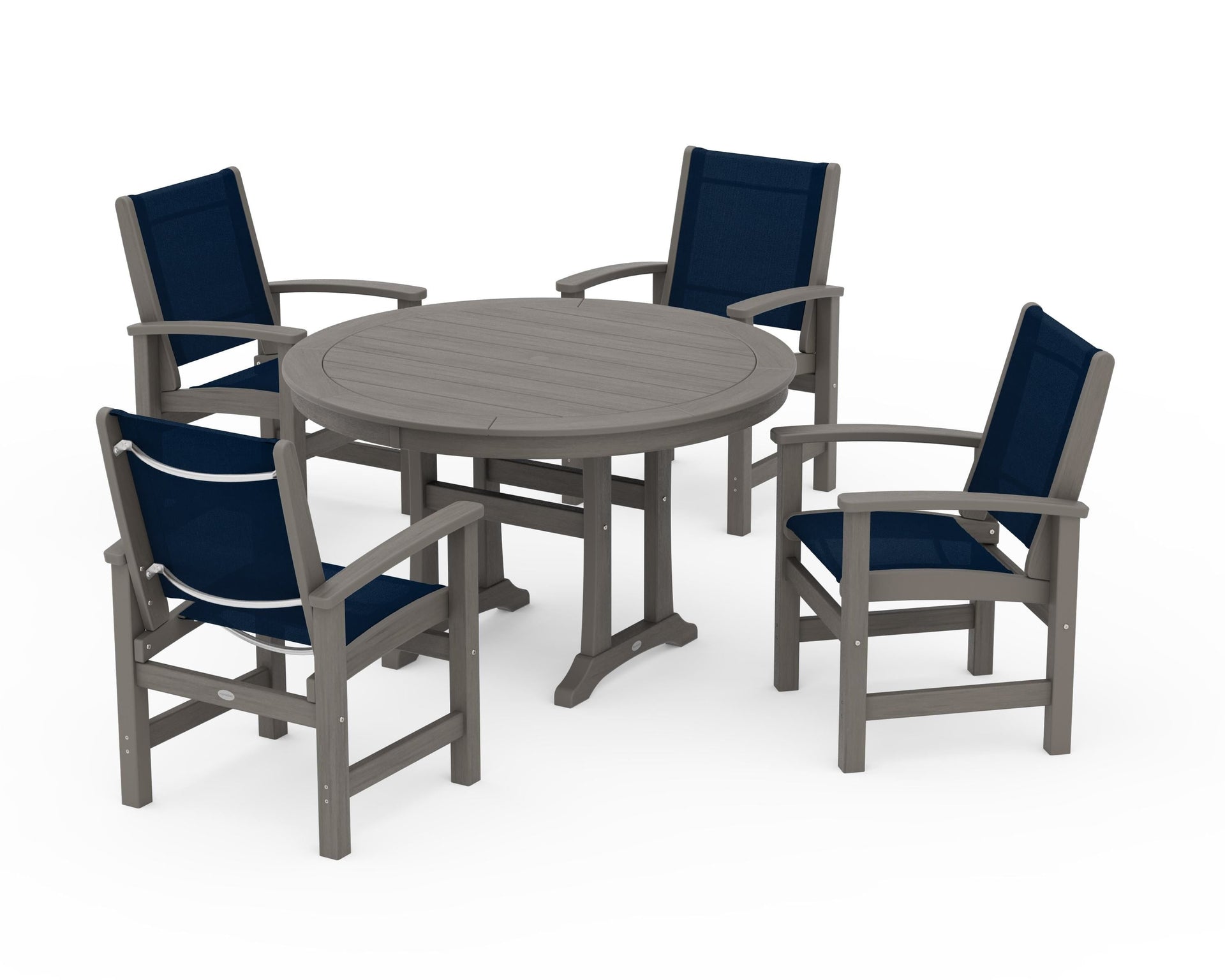 Coastal 5-Piece Round Dining Set with Trestle Legs