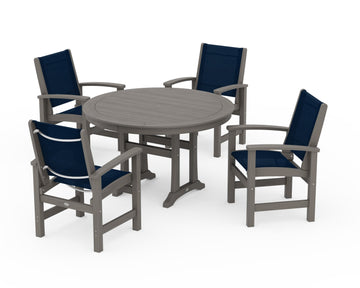 Coastal 5-Piece Round Dining Set with Trestle Legs