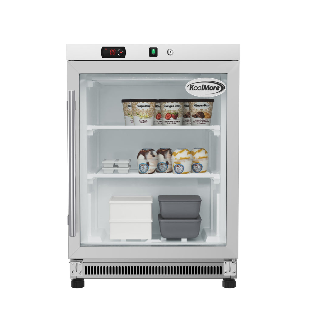 24 in. Commercial Countertop Display Freezer in White with Stainless Steel and Glass Door, 4.6 Cu. ft. - Wrap