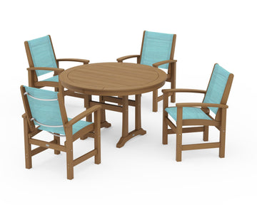 Coastal 5-Piece Round Dining Set with Trestle Legs