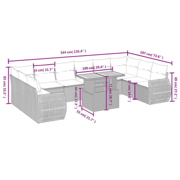 vidaXL Garden Sofa Set Black