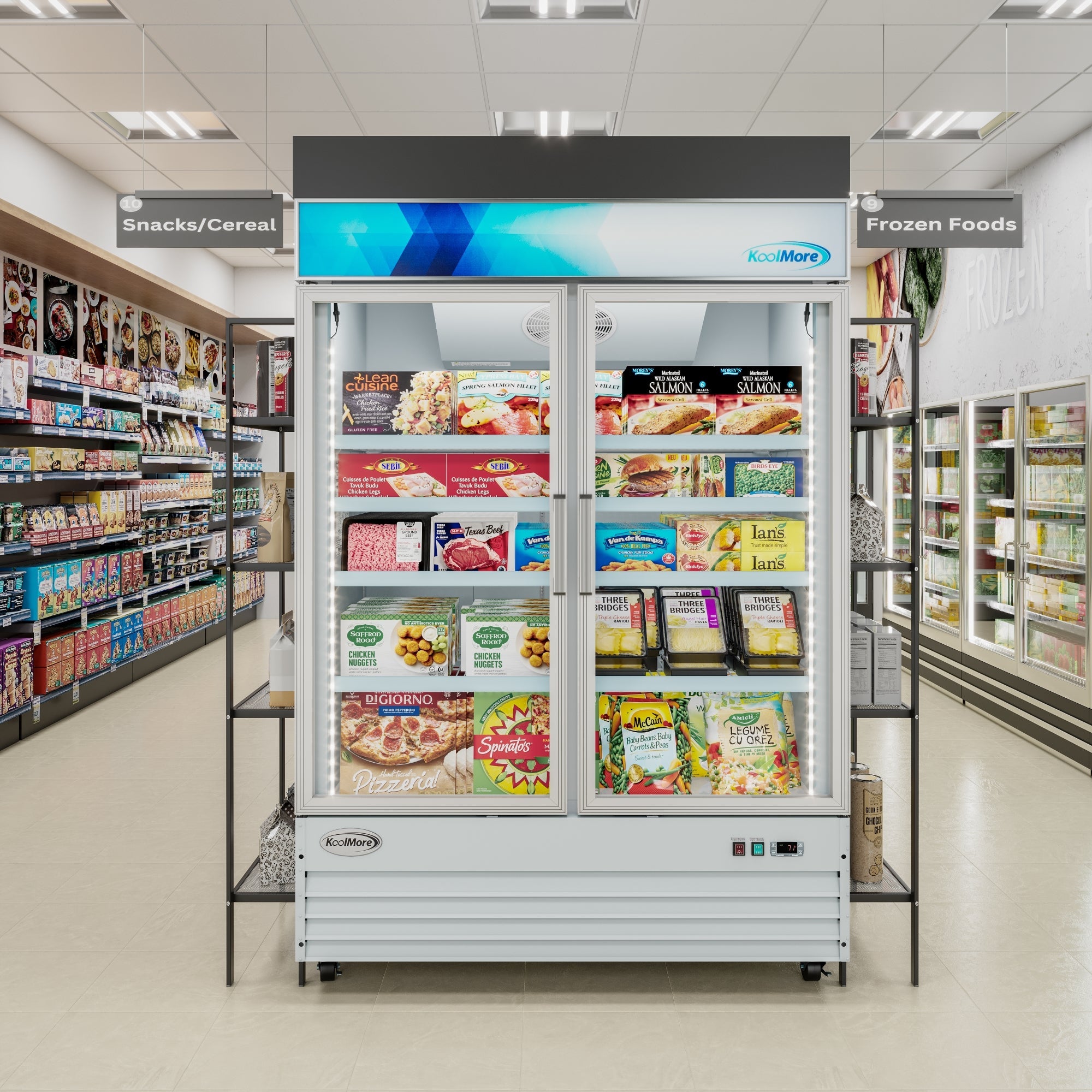 53 in. 2-Door Commercial Display Merchandiser Freezer 45 cu. ft. in White