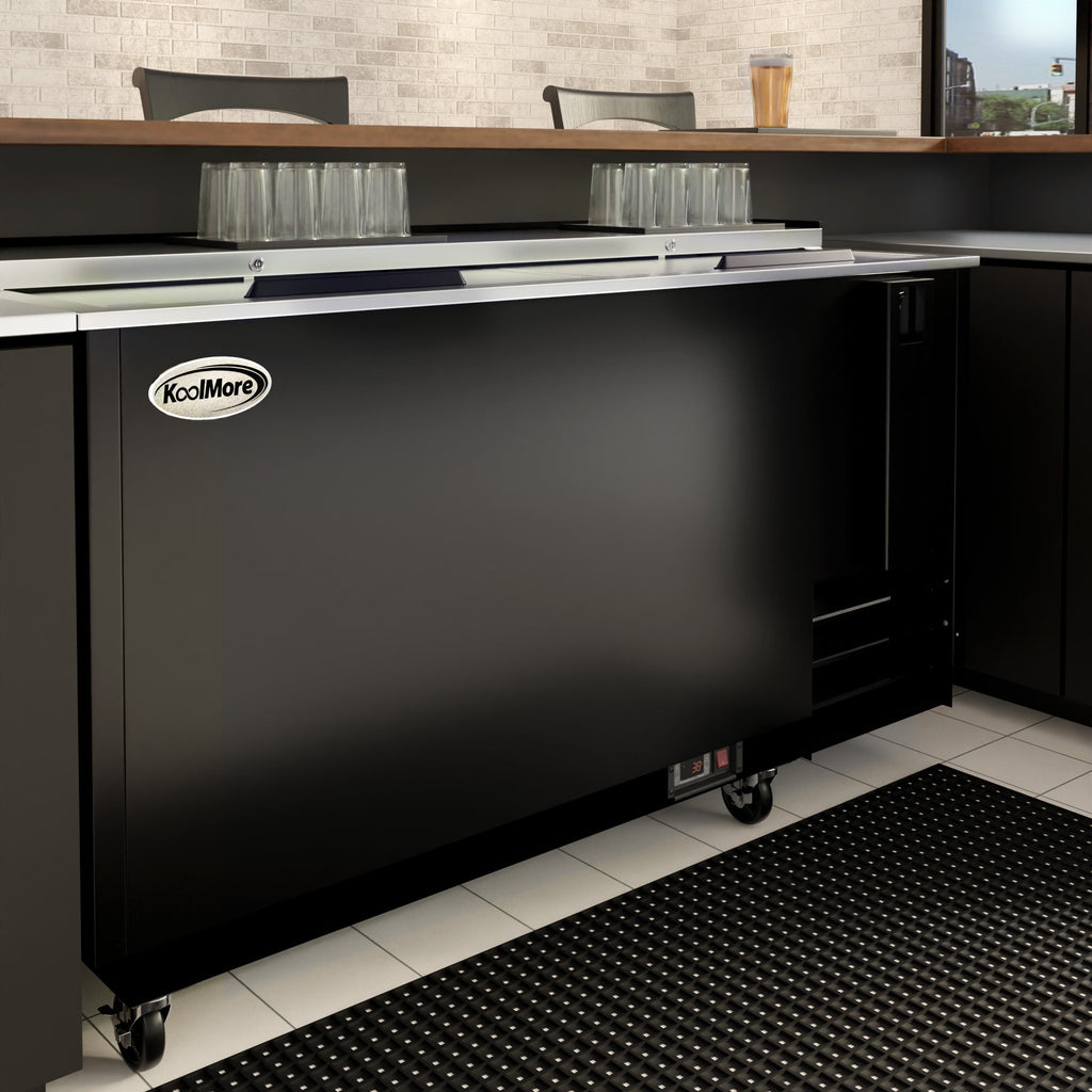 65 in. Commercial Bottle Cooler in Black with Built-In Opener, ETL Listed, 19 cu. ft.
